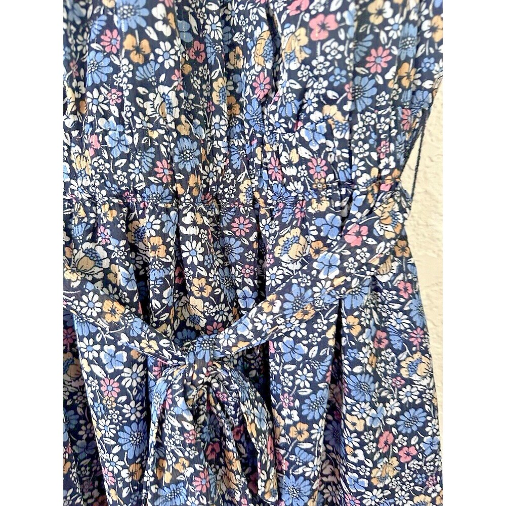 Michael Kors Women's Lined Floral-Print Dusty Rose Blue Mini Dress Petite S - Picture 4 of 10